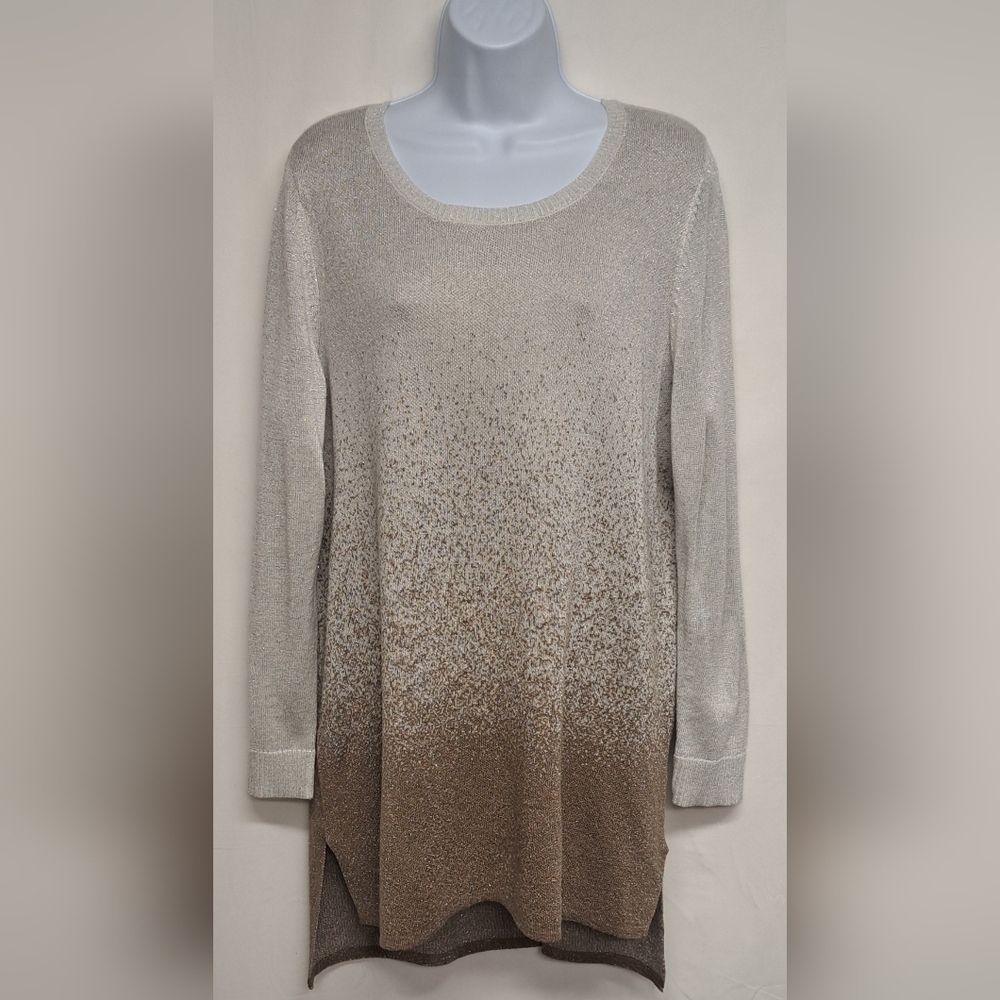 Apt. 9 XL Sweater Metallic Silver Gold Long Sleeve Very Nice Condition!